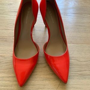 Bcbg patent leather neon orange red stiletto heels